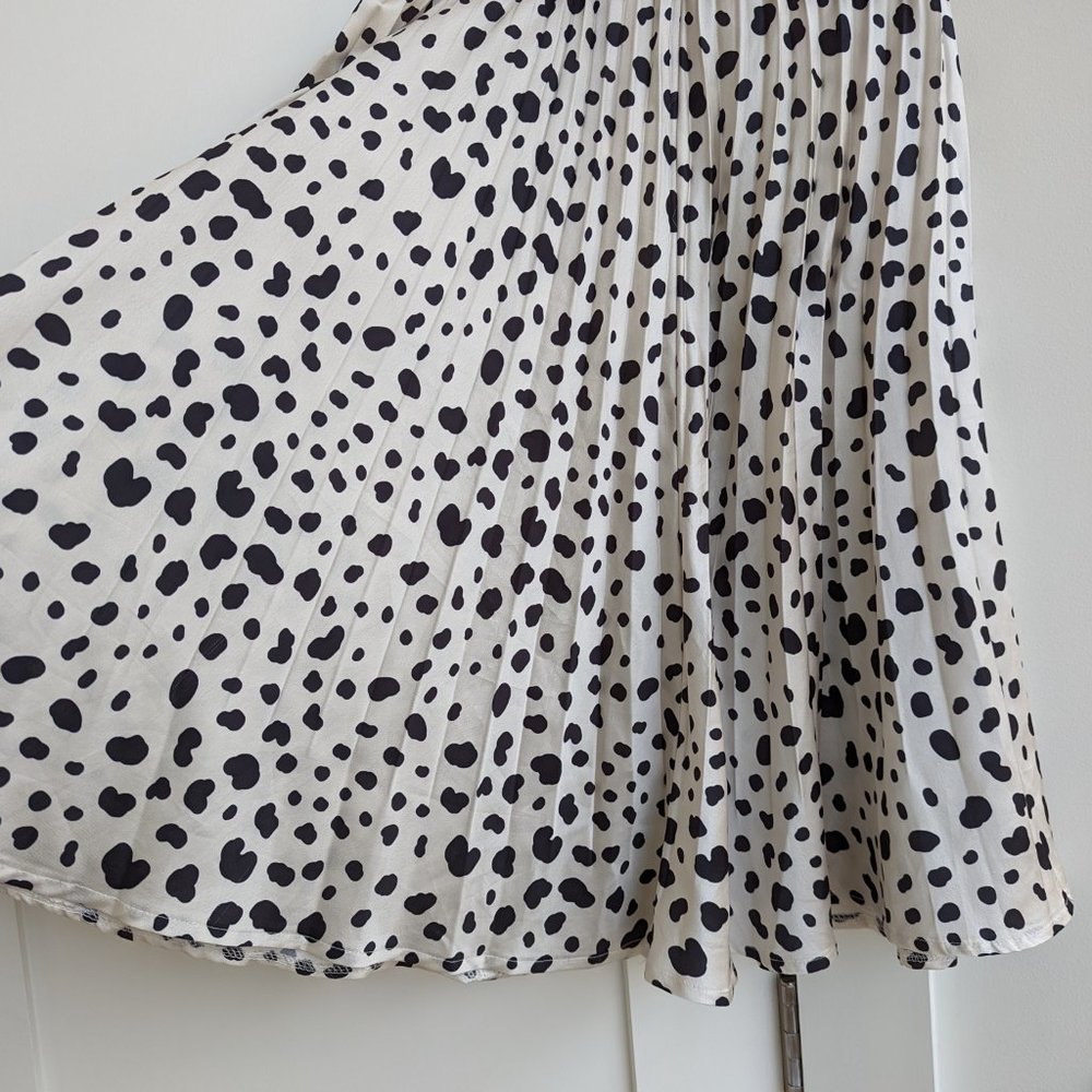 Missguided Petite Pleated Dalmation Polka Print Midi Skirt